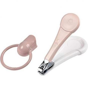 BÉABA - Béaba Cortaúñas para Bebés y Niños, Tijeras para uñas y manicura, Asa Ancha y Ergonómica, Rosa