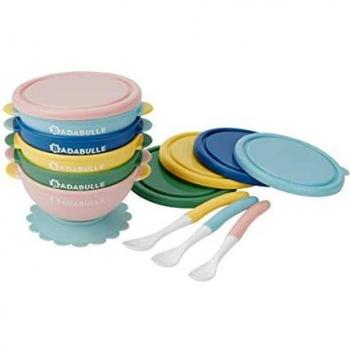 Set de Recipientes Antideslizantes para Comida de Bebé Babymoov B005107 con Tapa Hermética y Cucharas Suaves