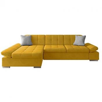Sofá rinconero Comfivo 152, Uttario Velvet, Función de descanso, Caja de ropa de cama, 278x161x76cm