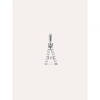 Charm Singularu Letter Spark - Colgante Inicial en Plata de Ley 925 con Acabado Baño de Rodio - Letra A - Joya para Mujer