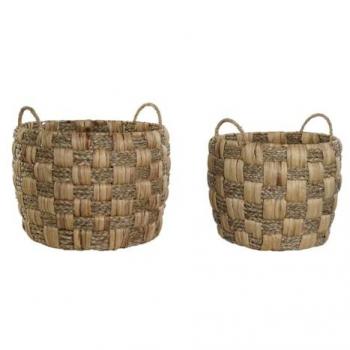 Juego de Cestas Home ESPRIT Natural Hierba Marina Fibra Natural Boho 43 x 43 x 39 cm (2 Piezas)