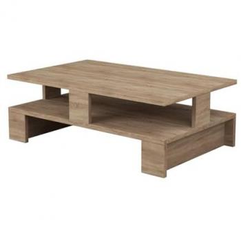 Mesa de café de madera LUCO - Diseño contemporáneo, acabado roble, elegante y funcional, con almacenamiento práctico y dimensiones 80 x 50 x 27,5 cm