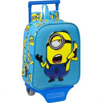 Mochila Escolar con Carro Minions 'Minionstatic' Azul 27cm - Safta