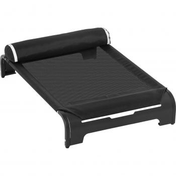 PawHut Cama Elevada para Mascotas 91x60x23 cm Tela Transpirable con Almohada Extraíble para Perros Gatos Jardín Terraza Negro
