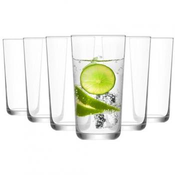 Set de 6 Vasos Altos Assos de Cristal - 490cc Elegantes y Versátiles para Bebidas - Apto para Lavavajillas