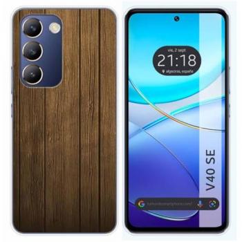 Funda de Silicona para Vivo V40 SE 5G con Diseño de Madera y Dibujos