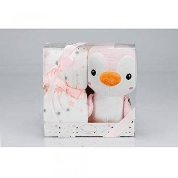 Interbaby PE015-02-Manta y Peluche Pingüino Rosa
