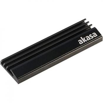 Akasa Disipador térmico M.2 SSD | Aleta de enfriamiento del disipador de Calor de Aluminio | Cinta Adhesiva térmica preaplicada | 71 x 22 x 6,4 mm | Adecuado para SSD M.2 2280 | Negro | A-M2HS01-BK