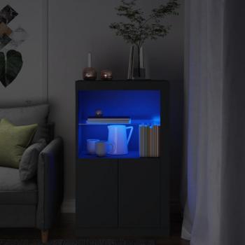 Aparador con luces LED madera de ingeniería negro 833327