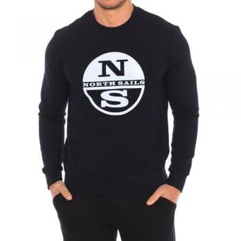 North Sails Men's Long-Sleeved Crew Neck Sweatshirt 9024130 - Blue Cotton, Size Medium
