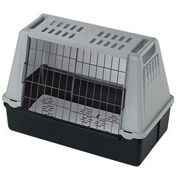 Transportín para perros Ferplast Atlas Car Mini Gris 72 x 41 x 51 cm con rejillas de ventilación y alfombrilla de drenaje
