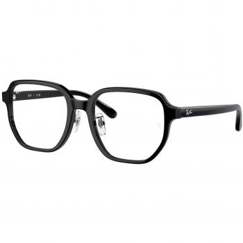 Ray-Ban RX5424D Col. 2000 Unisex Squared Black Eyeglasses, Asian Fit, Size 54, Blue Light Blocking Available