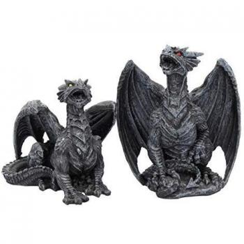 Nemesis Now Dark Fury - Juego de 2 Figuras de dragón de 10 cm, Color Negro, Talla única