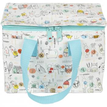 Sass & Belle Woodland Alphabet Animals - Bolsa hermética para el almuerzo fabricada con plástico recicladoto plástico reciclado bolsa para el almuerzo de animales del alfabeto - diseño de motivos del bosque