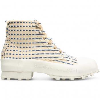 CAMPERLAB Traktori Ankle Boots for Men in Beige/Blue, Size 45, Cotton Fabric