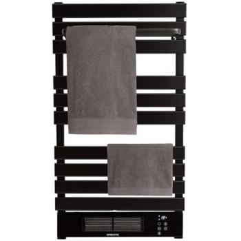 Kit Toallero Eléctrico Yoevu 500/1500W con Estante, Control WiFi y Pantalla LCD, Aluminio Negro para Baños hasta 12m²