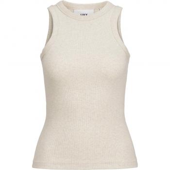 Camiseta Jack & Jones Forest Str Sl Rib Oatmeal Mujer - Top rib cuello halter de mujer