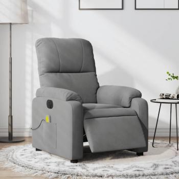Sillón reclinable de masaje eléctrico en tela de microfibra - Color gris oscuro, marrón y gris claro - Ideal para dormitorio, cómodo y relajante
