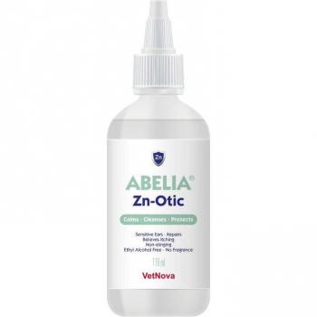 Vetnova Abelia Zn Otic 118 ml - Solución ótica para limpieza y cuidado de oídos de perros y gatos