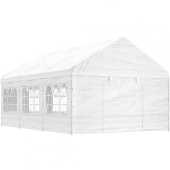 Cenador con Techo de Polietileno Blanco VidaXL, Dimensiones 4.08 x 2.23 x 3.22 m, 4.46 x 4.08 x 3.22 m, 6