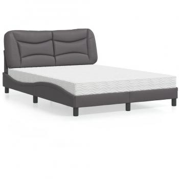 Cama con colchón de cuero sintético gris 120x200 cm Vidaxl