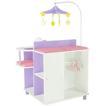 Olivia's Little World Two-Sided Wooden Baby Doll Changing Station, White/Purple - White