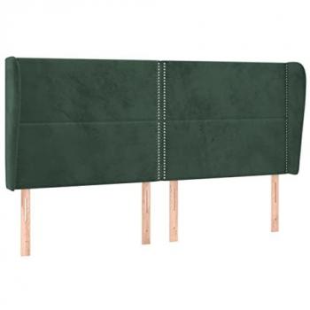 Cabecero con Orejas de Terciopelo Verde Oscuro 183x23x118/128cm