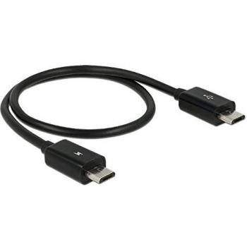 Cable USB-B a USB-B de 0,3 m, Versión 2.0, Conectores Macho a Macho, Color Negro