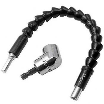 Zology Broca en Ángulo Recto y Kit de Broca de Extensión Flexible con Adaptador de Zócalo de 1/4 ,Magnético y útil en Espacios de Trabajo de Esquina Cerrada