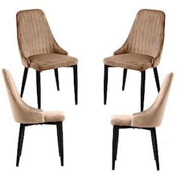 Pack 4 Sillas de Comedor Kan Terciopelo Marrón Claro