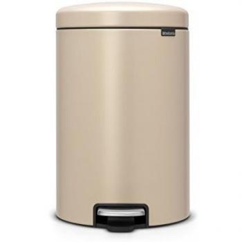 Brabantia NewIcon Cubo de basura de pedal, Acero Inoxidable, Mineral Golden Beach, 20 litros