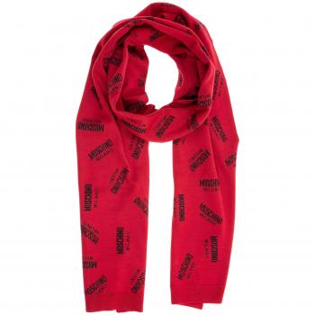 Moschino Red Winter Scarf with Logo Print, Unicolor, Size: ONE SIZE