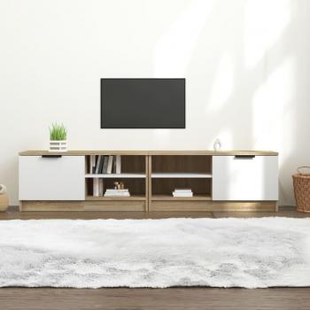 Mueble TV 2 piezas madera contrachapada blanco roble 80x35x36,5cm