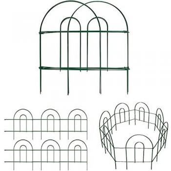 Amagabeli 46CM X 43CM X 35PCS Vallas Decorativas para Jardín de Hierro Set de 35 Valla Metalica Rigida Hierro para Perros Jardín Metalicas Negro Barrera de Animales DA1492