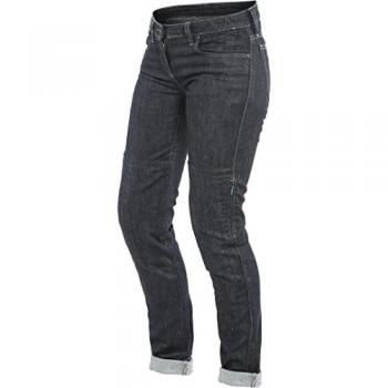 Dainese Denim Slim Lady Tex Pantalones y Chaqueta Textil de Motocicleta - Azul (28)