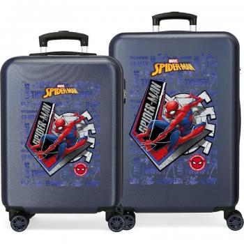 Conjunto de Maletas Marvel Spiderman Great Power con Diseño de los Personajes - Incluye una Maleta de Cabina y una Maleta Mediana rígidas, con Capacidad Total de 104L