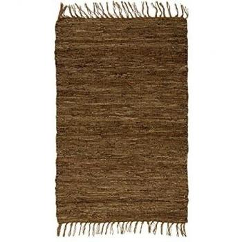 Alfombra artesanal de cuero trenzado plano - STAIRS - 60x90cm - Taupe