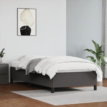 Estructura de cama de cuero sintético gris 90x190 cm