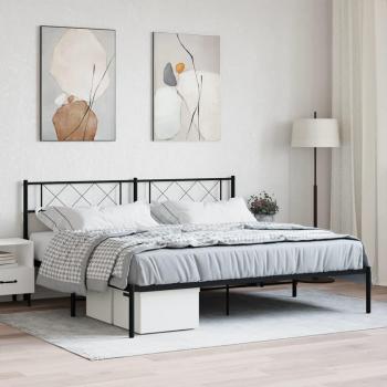 Cabecero de cama de metal negro con patas redondas 200x200 cm Vidaxl