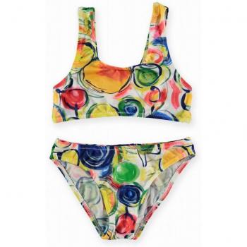 Bikini de lycra con estampado de círculos abstractos
