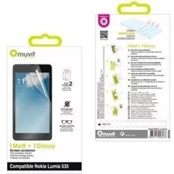 Muvit MUSCP0815 - Set de dos protectores de pantalla, 1 mate y 1 brillo, para Microsoft Lumia 535