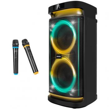 Altavoz Bluetooth Karaoke Portátil Rumbleboss Phoenix 80W RMS Batería 4000 mAh Función Karaoke con 2 Micrófonos Inalámbricos Incluidos