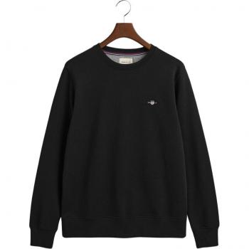GANT Men's Regular Fit Shield Logo Crew Neck Sweatshirt - Black - Size: XL