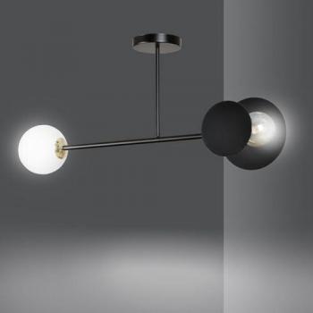 Lámpara de Techo Minerva EPIKASA - Acero Negro y Blanco con Vidrio, 80x40x15 cm