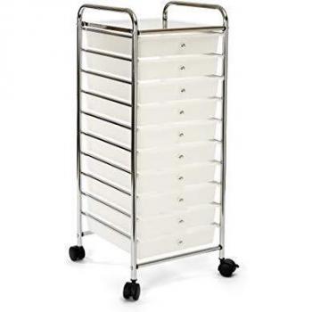 Seville Classics Carro organizador de 10 cajones, acero, plata, 39,5 x 39 x 98 cm