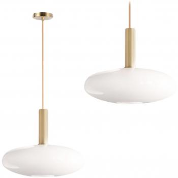 Lámpara de suspensión Toolight APP668-1CP vidrio oro blanco redondo 1 punto de luz E27 ajustable 30X30X24-104CM
