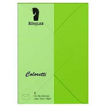 Sobres Coloretti C6 80g/m² Verde Claro - Pack de 5 Unidades