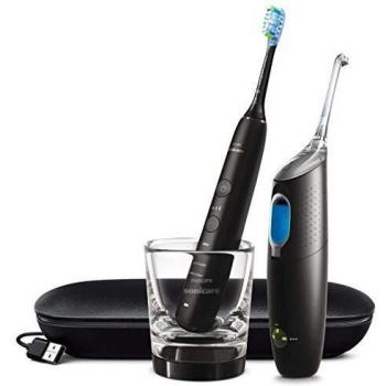 Philips Sonicare HX8494/03 - Pack doble cepillo eléctrico DiamondClean 9000 + Irrigador AirFloss Ultra en negro