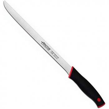 Arcos Serie Duo, Cuchillo Jamonero Flexible, Hoja de 240 mm, Mango Color Negro Rojo