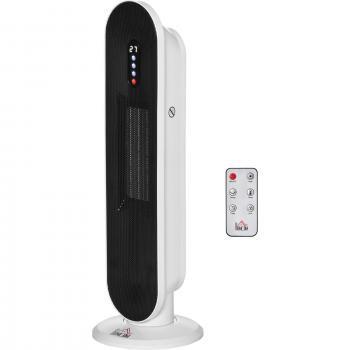 Calefactor Cerámico de Torre Homcom con Mando a Distancia, Termostato Ajustable, Temporizador 24H, Sistema Antivuelco, Potencia 1500W-2000W, Dimension